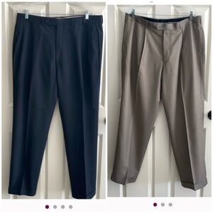 Bundle:  Nautica (blue) & Perry Ellis (olive) Men's Dress Pants pleated/cuffed